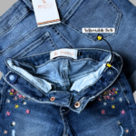 Girls Floral Embroidery Denim Shorts