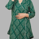 Green Angrakha Bandhani Print Kurti