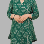 Green Angrakha Bandhani Print Kurti