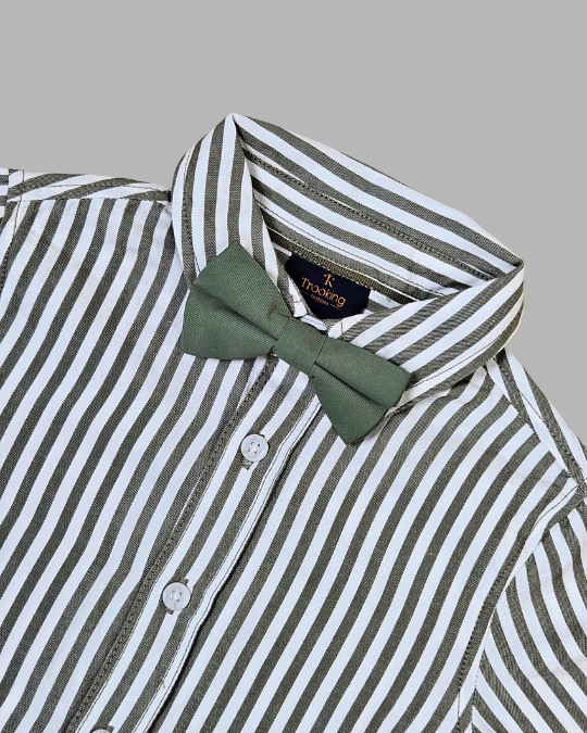 Green Stripes Short-Sleeve Shirt for Boys