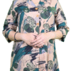 Women Beige with Green Mull Print Long Top