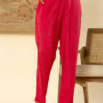 Hot Pink Angrakha Plain Kurta Set