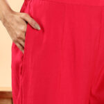 Hot Pink Angrakha Plain Kurta Set