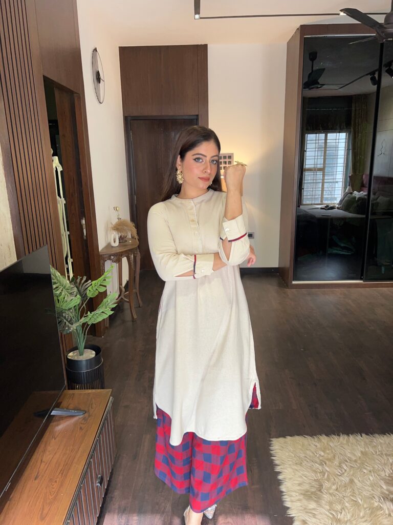 IMG_2290 Cream Plain 2 Pcs Kurta Set