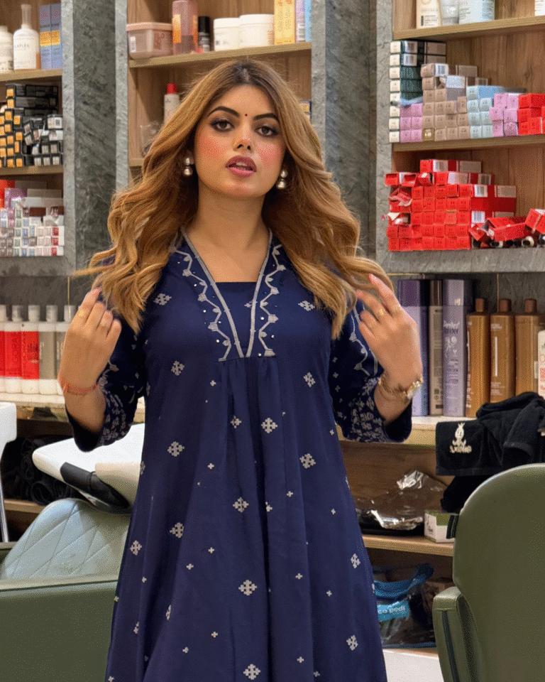 IMG_2832_1 Blue V Neck 2 Pcs Anarkali Kurta Set