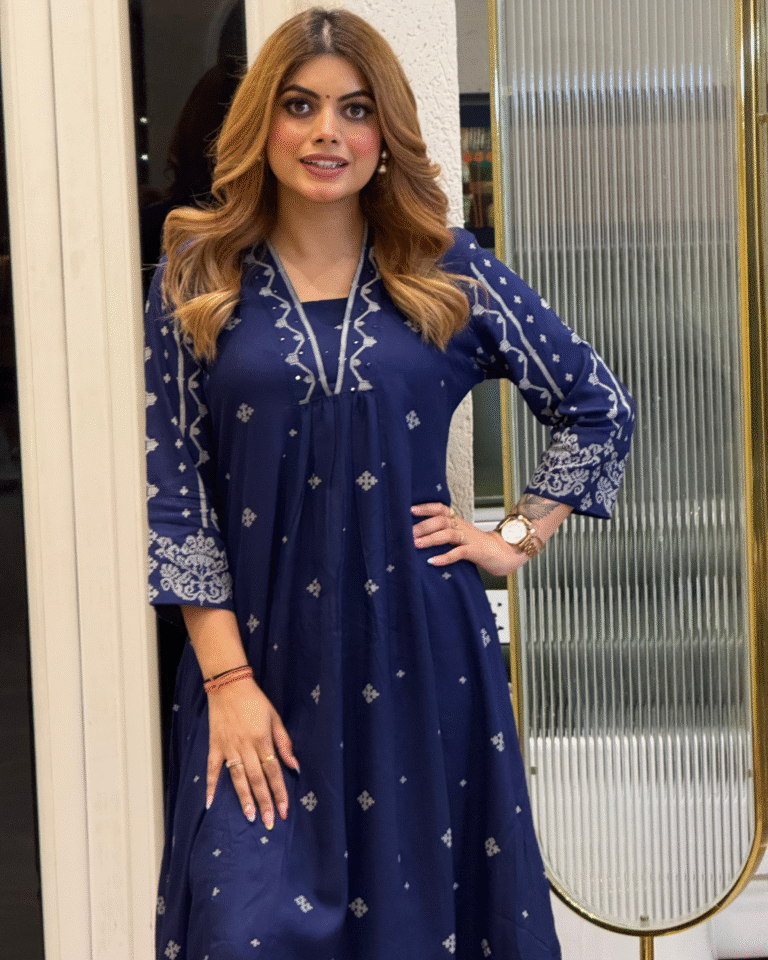 IMG_2858_1 Blue V Neck 2 Pcs Anarkali Kurta Set