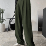 Green Straight Fit Tailored Pants