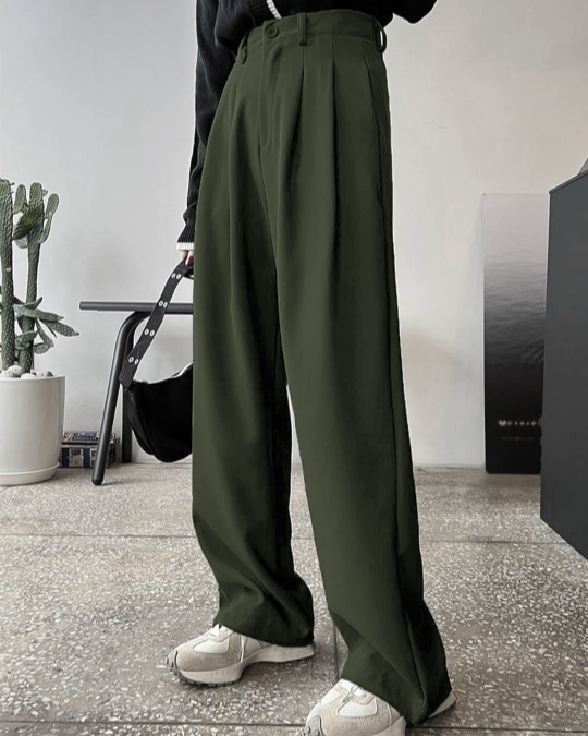 Green Straight Fit Tailored Pants