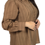 khakhi a-line collar top