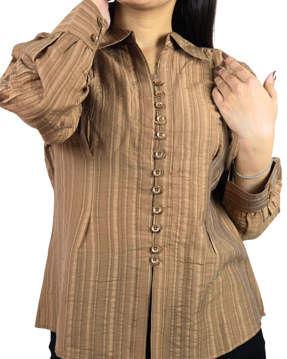 khakhi a-line collar top