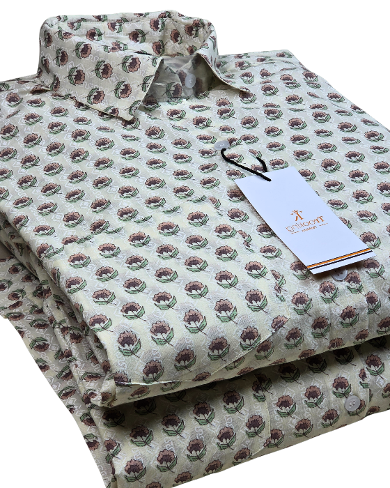 Lemon Yellow Jaipuri Full Sleeve Printed Shirt