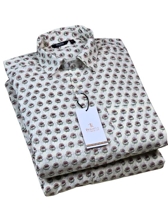 Lemon Yellow Jaipuri Full Sleeve Printed Shirt