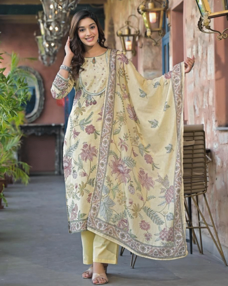 Lemon Yellow Linen 3 Pcs Suit