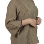 Light brown flower embroidered top