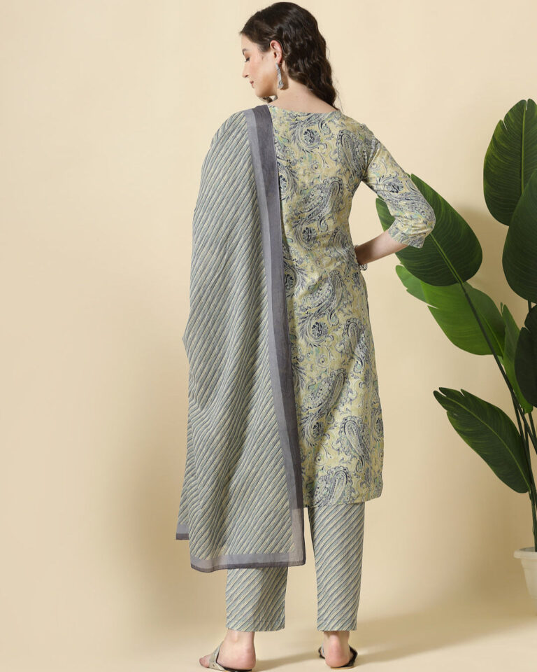 Light Green Straight Fit Suit Mirror Finished By Quasab