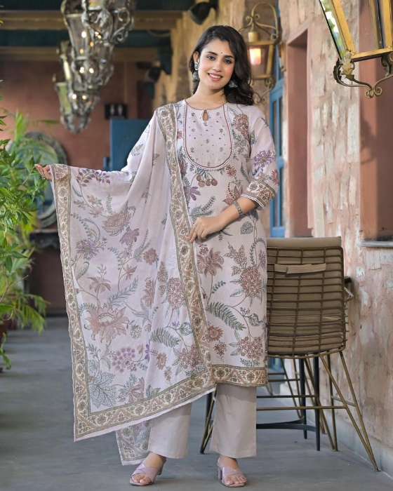 Light Grey Linen 3 Pcs Suit