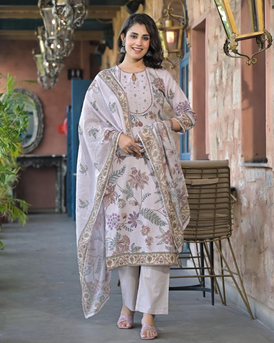 Light Grey Linen 3 Pcs Suit