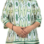 Light_and_Dark_Green_Geometric_Print_Top Light and Dark Green Geometric Print Top