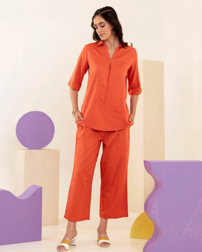 orange co-ord set 2 piece set