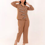 beige embroidered co-ord set