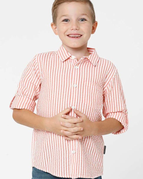 Boys's Peach Stripes Shirt