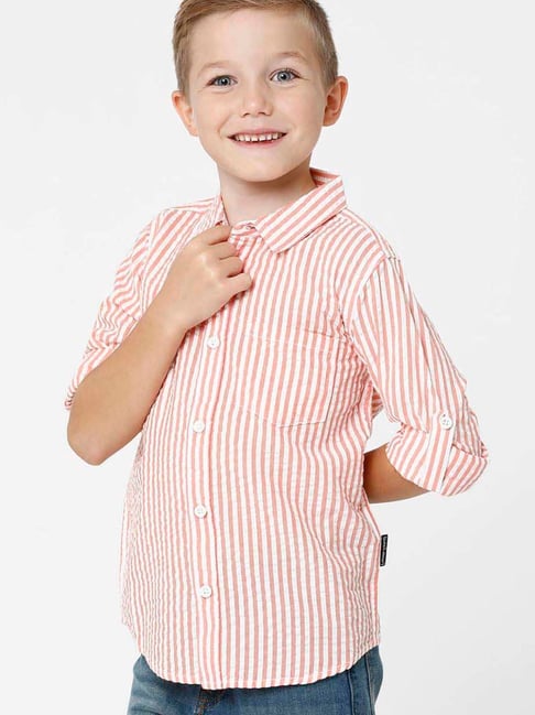 Boys's Peach Stripes Shirt