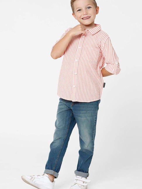 Boys's Peach Stripes Shirt