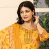 Mustard Yellow Floral Print 3 Pcs Suit