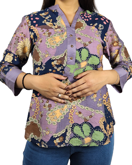 Muted Lilac Floral Print Top