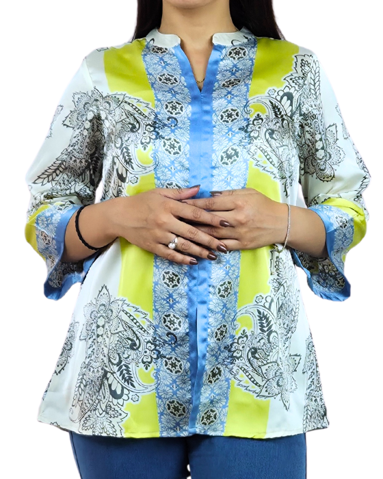 Lime Green Digital Print Top