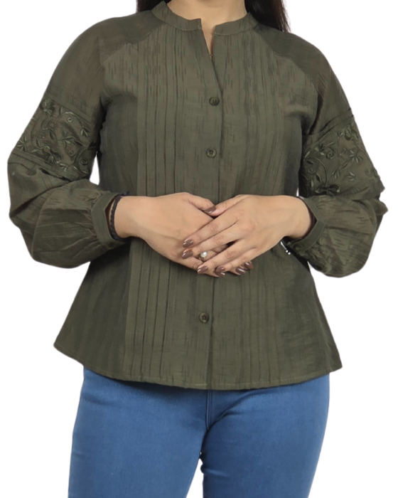 Olive Green Ban Neck Top