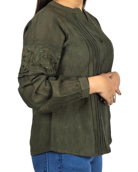 Olive Green Ban Neck Top