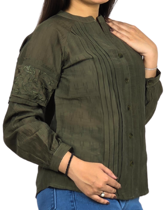 Olive Green Ban Neck Top