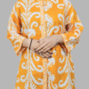 Orange Floral Ikkat Print Kurti