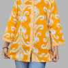 Orange Floral Ikkat Print Kurti