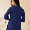 Navy blue Mandarin Collar Tunic Top