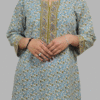 Pale Green Katha Handwork Kurti for women