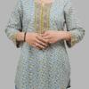 Pale Green Katha Handwork Kurti for women