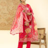 Pink Digital Print 3 Pcs Suit With Handwork