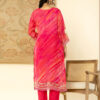 Pink Digital Print 3 Pcs Suit With Handwork
