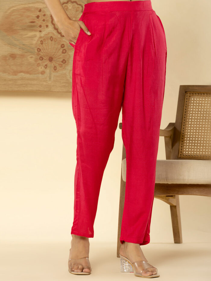 Pink Digital Print 3 Pcs Suit With Handwork