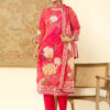 Pink Digital Print 3 Pcs Suit With Handwork