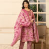 Pink Floral Digital Print 3 Pcs Suit