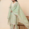 Pista_Green_Floral_Print_V_Neck_3_Pcs_Suit_4 Pista Green Floral Print V Neck 3 Pcs Suit