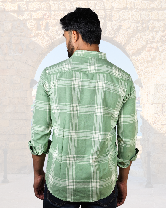 Premium OXFORD COTTON Mint Green Checked Shirt ( SF)