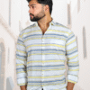 Premium Oxford Casual Shirt Yellow/Blue Stripes (SF)