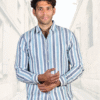 Premium Oxford Cotton Casual Wear Grey Striped Shirt (SF)