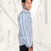 Premium Oxford Cotton Casual Wear Grey Striped Shirt (SF)