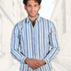 Premium Oxford Cotton Casual Wear Grey Striped Shirt (SF)
