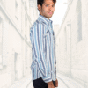 Premium Oxford Cotton Casual Wear Grey Striped Shirt (SF)